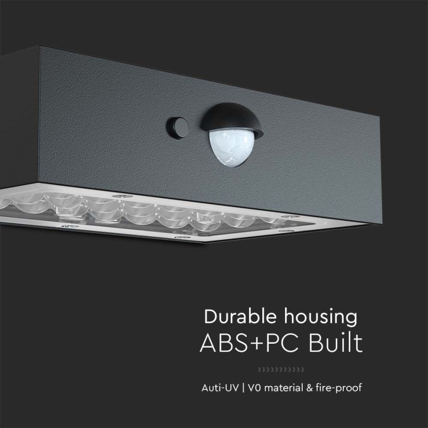 Applique a LED solare con sensore LED/3W/3,7V 3000K/4000K IP65 1200 mAh nero