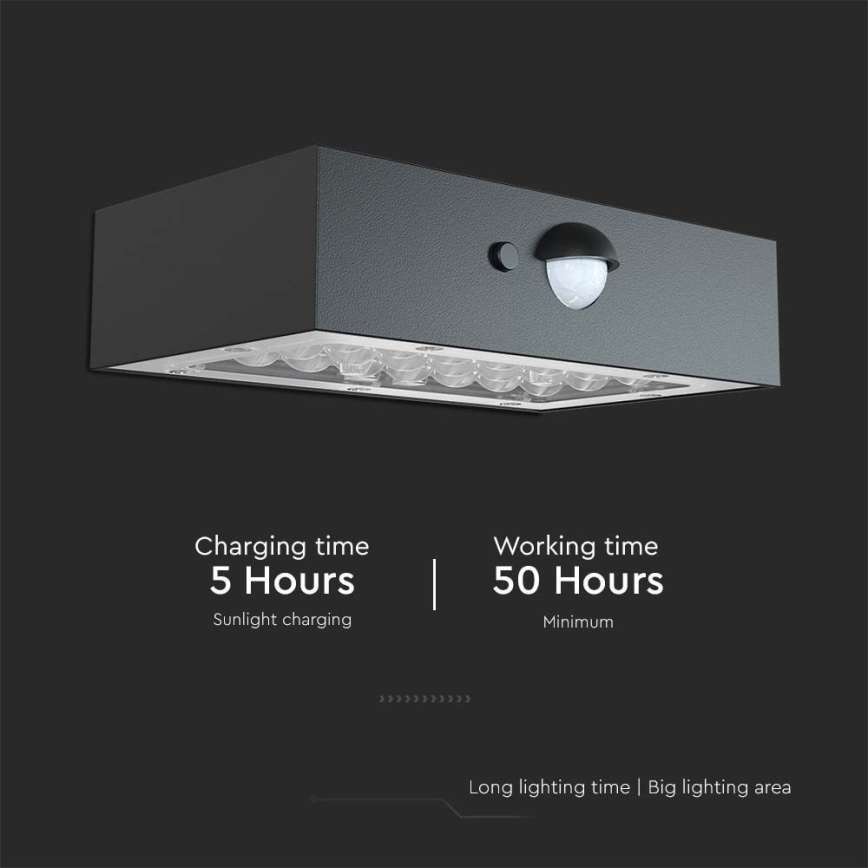 Applique a LED solare con sensore LED/3W/3,7V 3000K/4000K IP65 1200 mAh nero