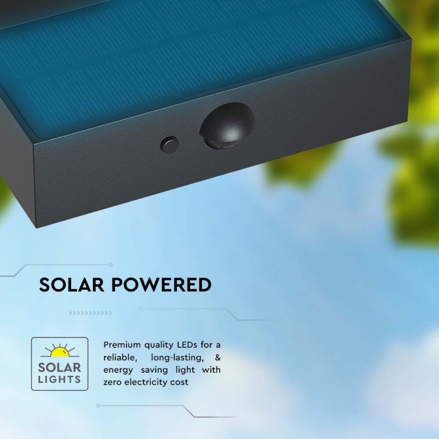 Applique a LED solare con sensore LED/3W/3,7V 3000K/4000K IP65 1200 mAh nero