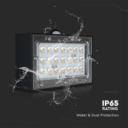 Applique a LED solare con sensore LED/3W/3,7V 3000K/4000K IP65 1200 mAh nero