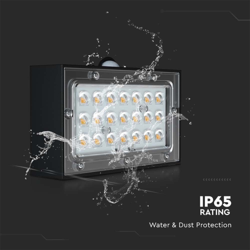 Applique a LED solare con sensore LED/3W/3,7V 3000K/4000K IP65 1200 mAh nero