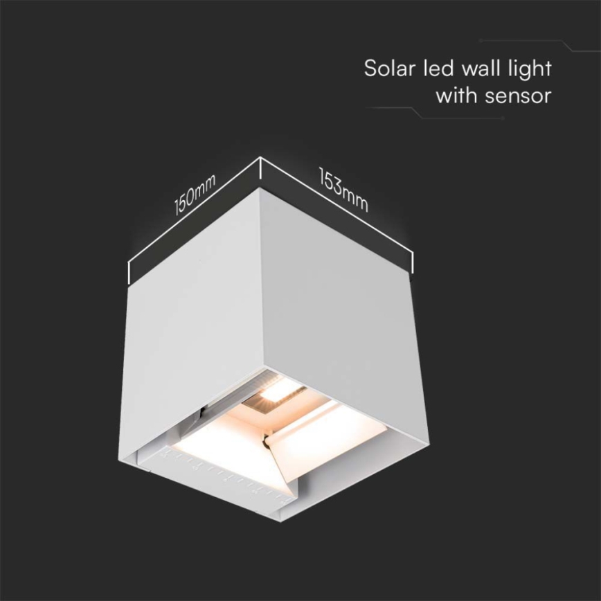 Applique a LED solare con sensore LED/3W/3,7V IP65 4000K 2600 mAh bianco