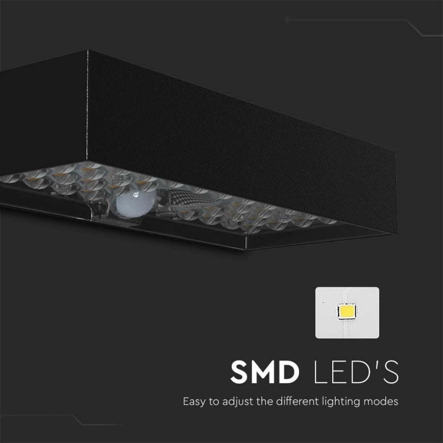 Applique a LED solare con sensore LED/6W/3,7V IP65 4000K 3000 mAh nero