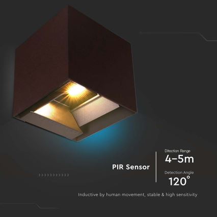 Applique a LED solare con sensore LED/9W/3,7V 3000/4000/5000K 2600 mAh IP65 marrone