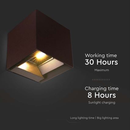 Applique a LED solare con sensore LED/9W/3,7V 3000/4000/5000K 2600 mAh IP65 marrone