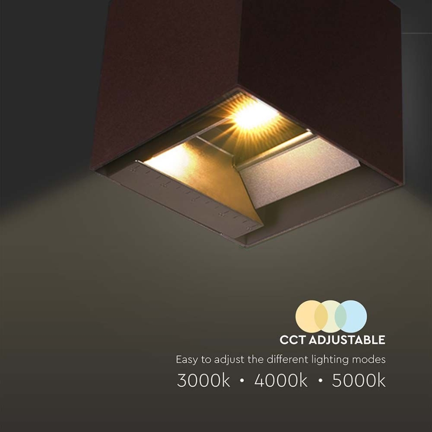 Applique a LED solare con sensore LED/9W/3,7V 3000/4000/5000K 2600 mAh IP65 marrone