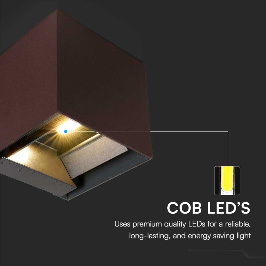 Applique a LED solare con sensore LED/9W/3,7V 3000/4000/5000K 2600 mAh IP65 marrone