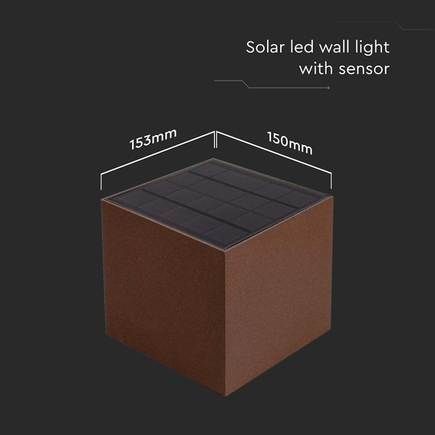 Applique a LED solare con sensore LED/9W/3,7V 3000/4000/5000K 2600 mAh IP65 marrone