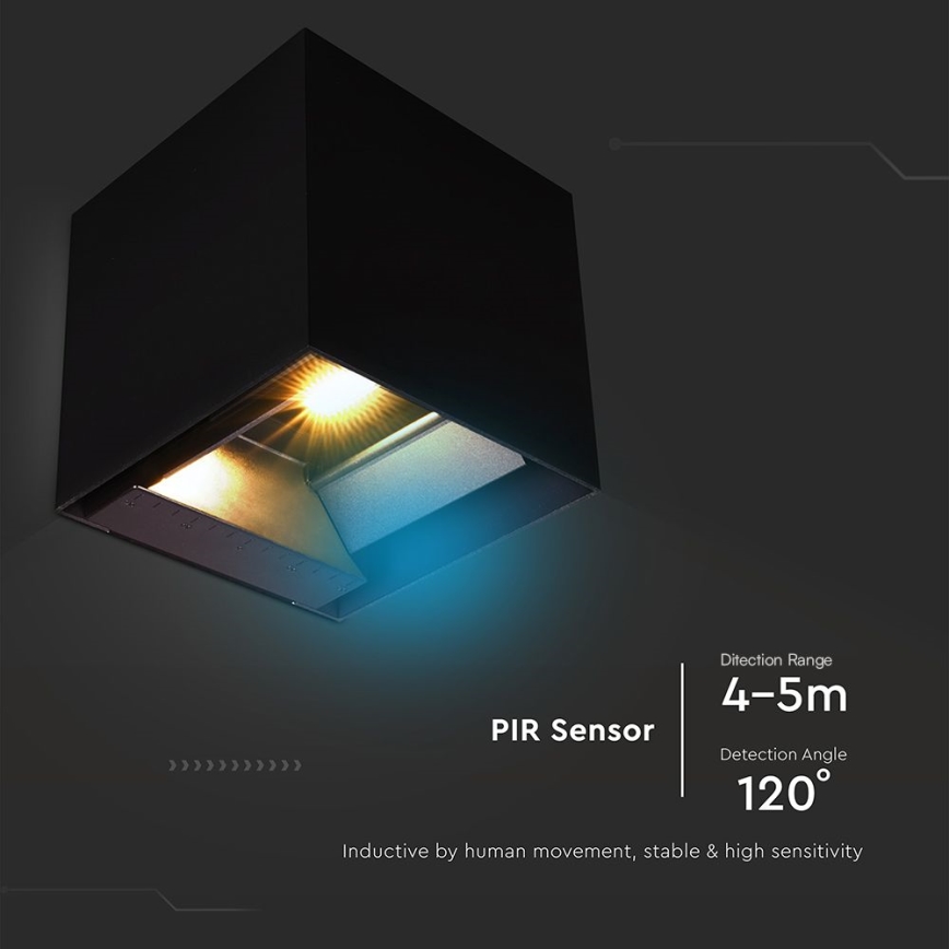 Applique a LED solare con sensore LED/9W/3,7V 3000/4000/5000K 2600 mAh IP65 nero