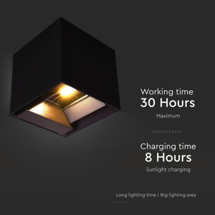 Applique a LED solare con sensore LED/9W/3,7V 3000/4000/5000K 2600 mAh IP65 nero