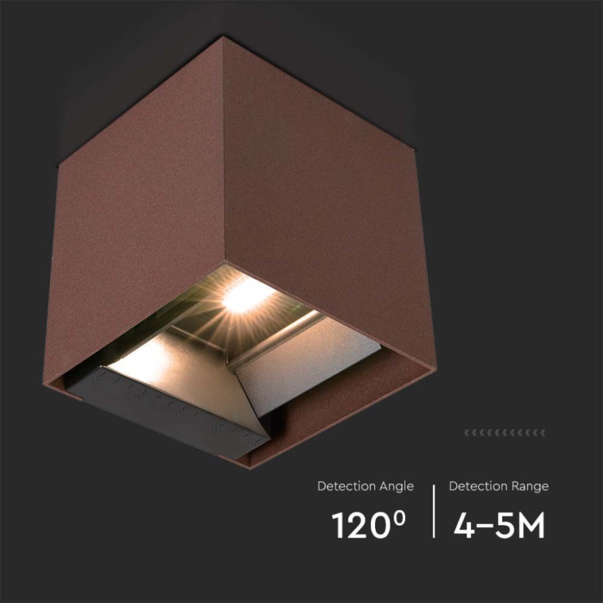 Applique a LED solare con sensore LED/9W/3,7V IP65 3000K marrone