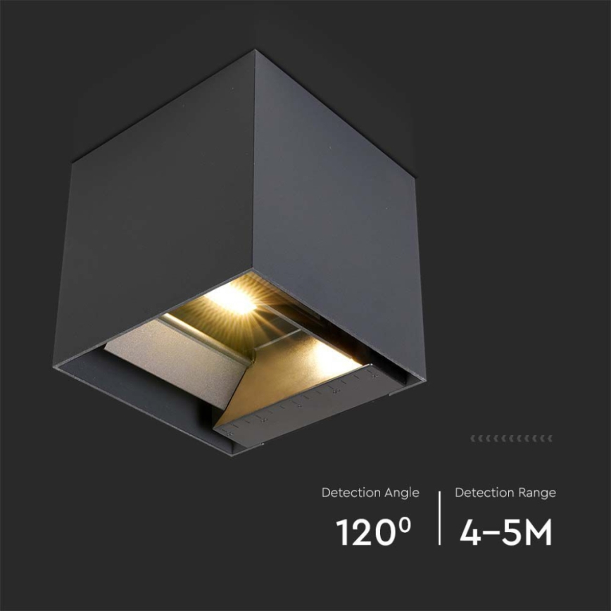 Applique a LED solare con sensore LED/9W/3,7V IP65 3000K nero