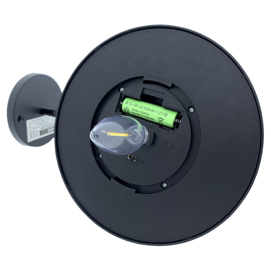 Applique a LED solare LED/0,5W/1,2V 600 mAh IP44 nero