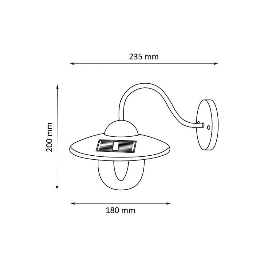 Applique a LED solare LED/0,5W/1,2V 600 mAh IP44 nero