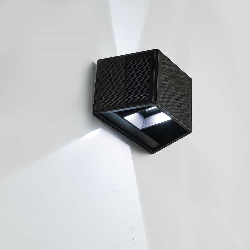 Applique a LED solare WINGS LED/2W/1300 mAh 3,7V 6000K IP54 nero