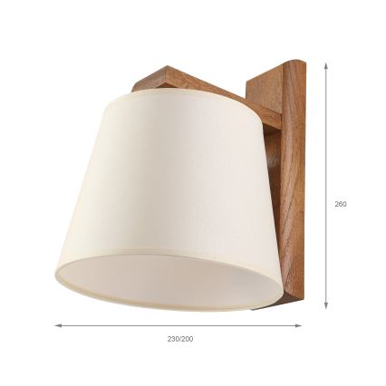 Applique AIDA 1xE27/15W/230V rovere/crema