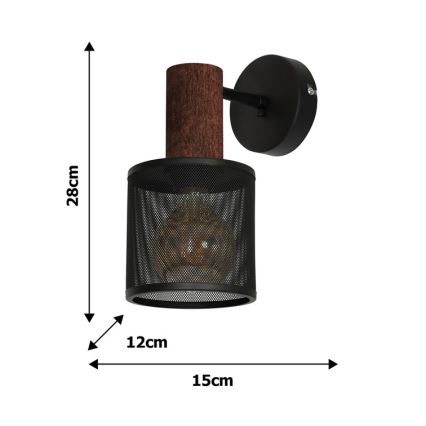 Applique ARES BLACK 1xE27/60W/230V
