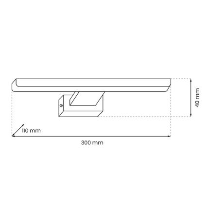 Applique da bagno LED SHINE, 7 W, 230 V, 30 cm, IP44, cromo lucido