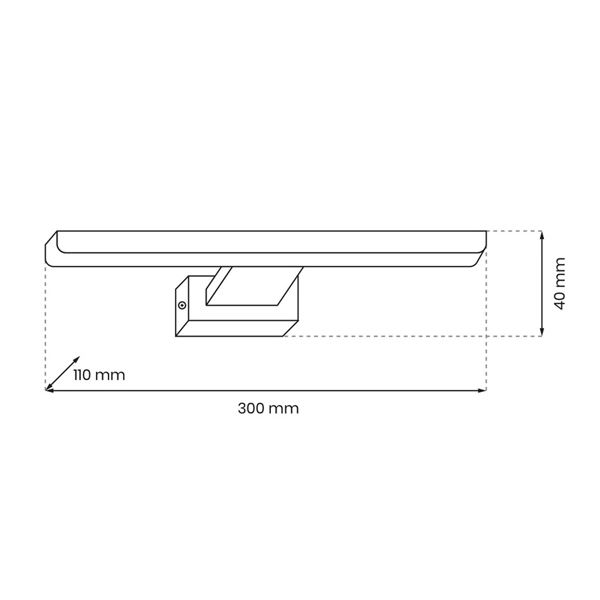 Applique da bagno LED SHINE, 7 W, 230 V, 30 cm, IP44, cromo lucido