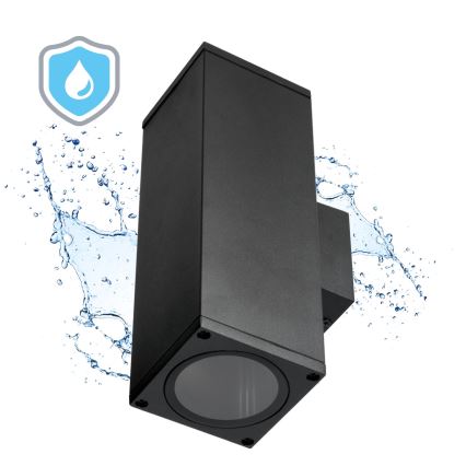 Applique da esterno 2xGU10/35W/230V IP54 quadrato nero