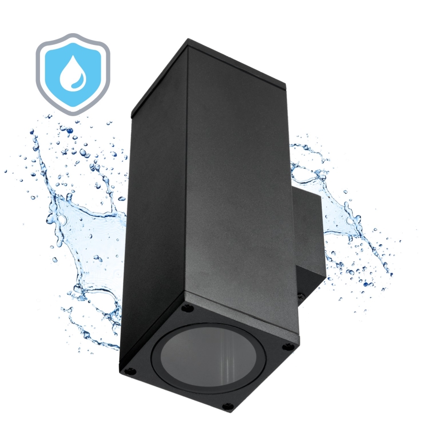 Applique da esterno 2xGU10/35W/230V IP54 quadrato nero