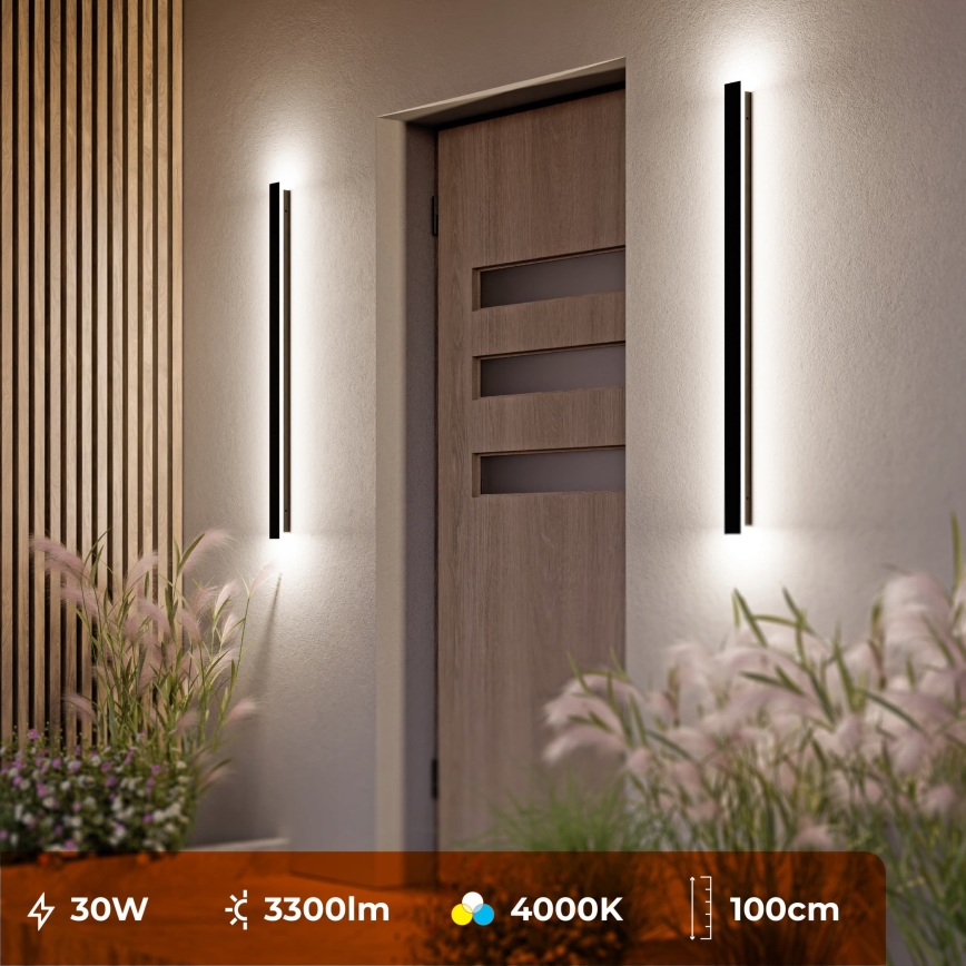 Applique da esterno a LED 30W/230V 100 cm IP65 nero