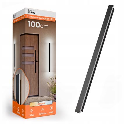 Applique da esterno a LED 30W/230V 100 cm IP65 nero