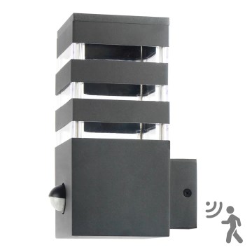 Applique da esterno con sensore TEKSAS 1xE27/12W/230V IP44 antracite