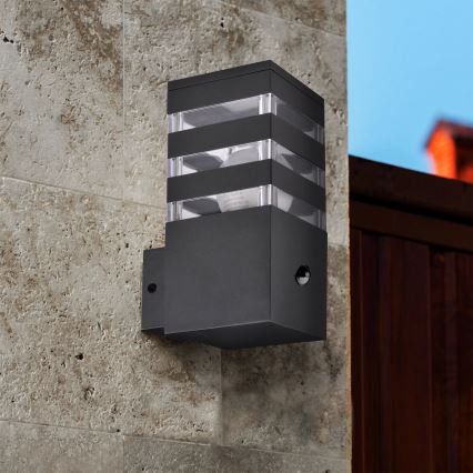 Applique da esterno con sensore TEKSAS 1xE27/12W/230V IP44 antracite