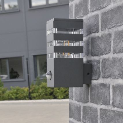 Applique da esterno con sensore TEKSAS 1xE27/12W/230V IP44 antracite