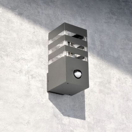 Applique da esterno con sensore TEKSAS 1xE27/12W/230V IP44 antracite