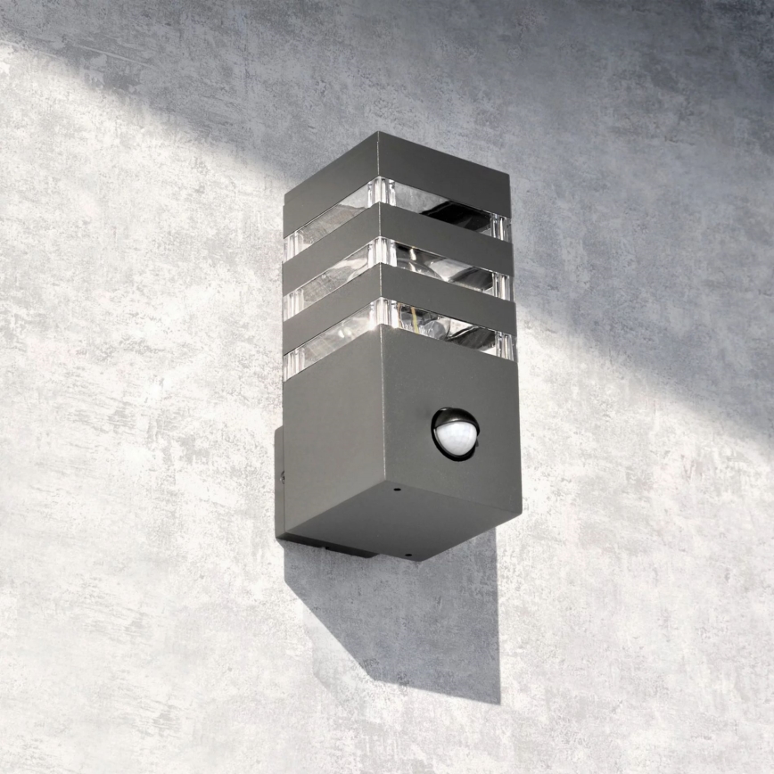 Applique da esterno con sensore TEKSAS 1xE27/12W/230V IP44 antracite