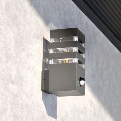 Applique da esterno con sensore TEKSAS 1xE27/12W/230V IP44 antracite