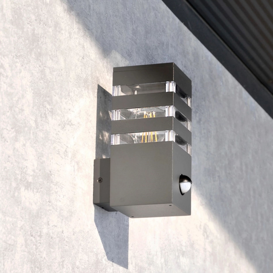 Applique da esterno con sensore TEKSAS 1xE27/12W/230V IP44 antracite