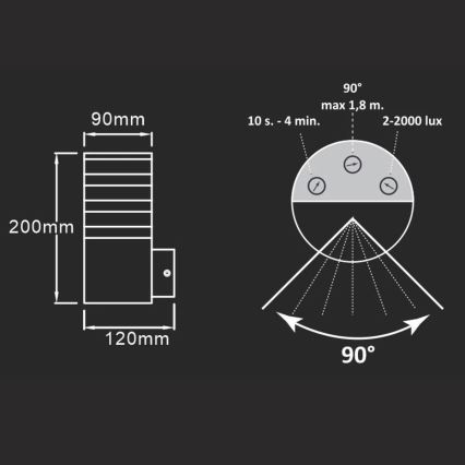 Applique da esterno con sensore TEKSAS 1xE27/12W/230V IP44 antracite