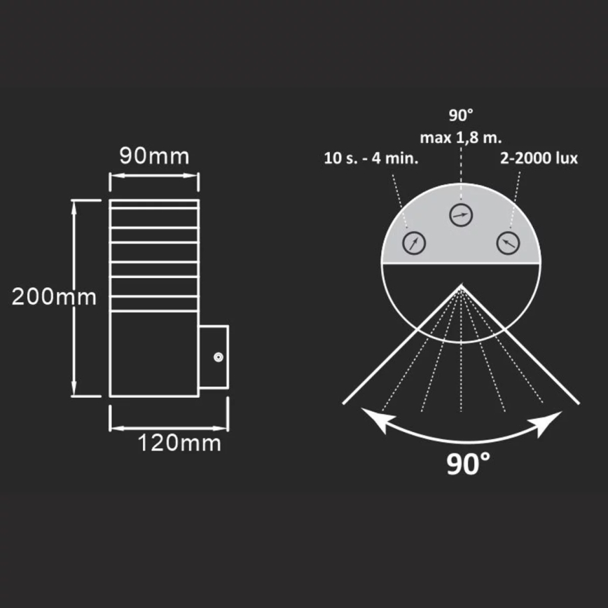 Applique da esterno con sensore TEKSAS 1xE27/12W/230V IP44 antracite