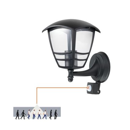 Applique da esterno con sensore TEVIO 1xE27/60W/230V IP54 nero