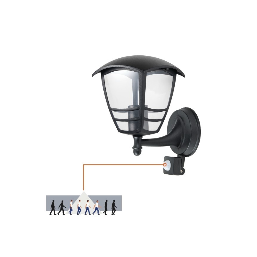 Applique da esterno con sensore TEVIO 1xE27/60W/230V IP54 nero