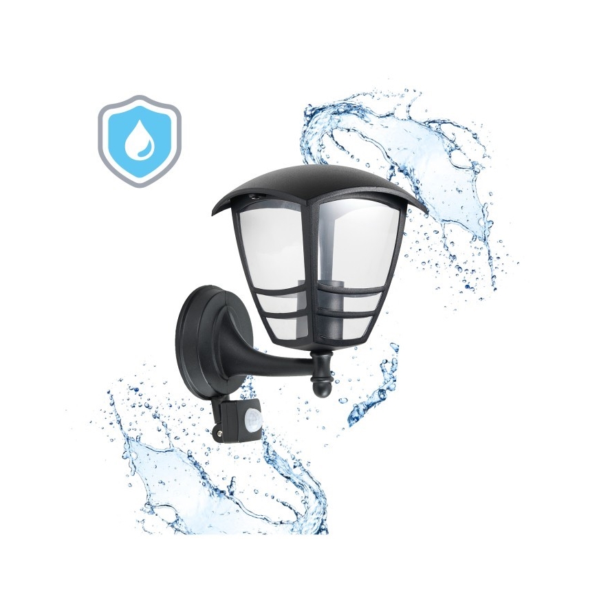 Applique da esterno con sensore TEVIO 1xE27/60W/230V IP54 nero