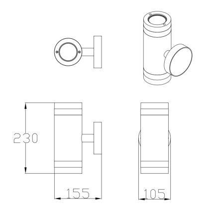Applique da esterno RINO 2xGU10/12W/230V IP54 nero