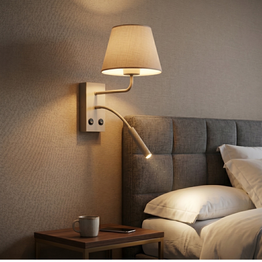 Applique da parete ARDEN 1xE27/15W/230V + 1xG9/8W beige
