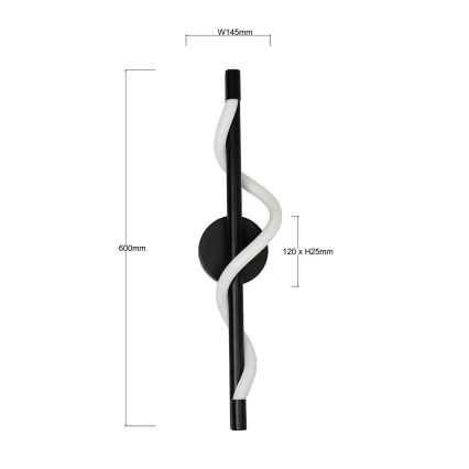 Applique da parete LED MELECA 12 W 230 V 3000/4000/6000 K, nero