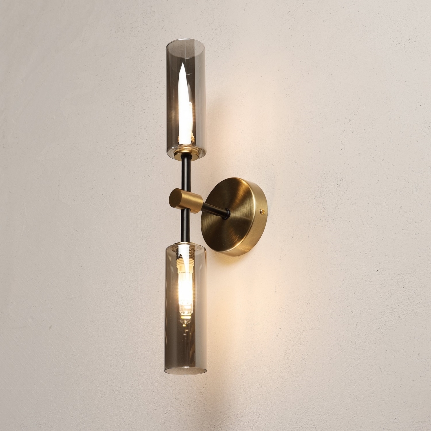 Applique da parete TESSA 2xG9/8W/230V ottone/nero fumé