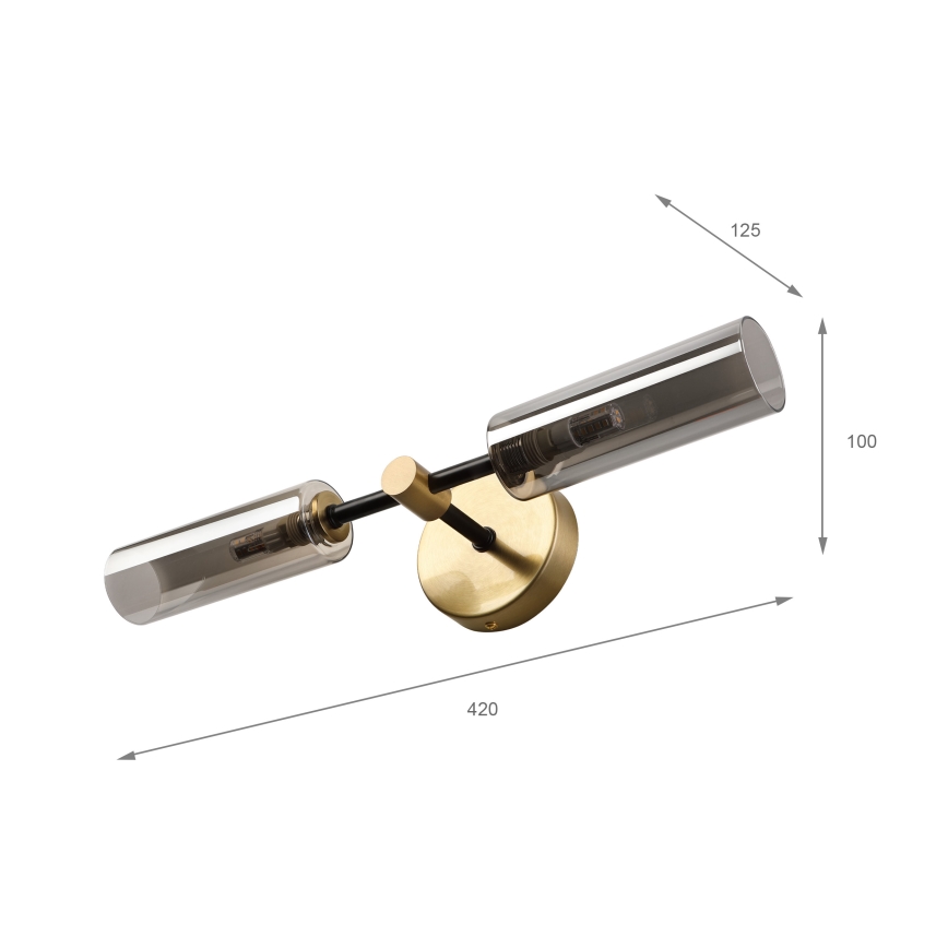 Applique da parete TESSA 2xG9/8W/230V ottone/nero fumé