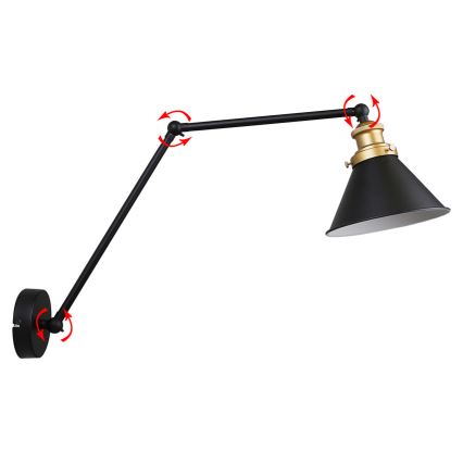 Applique FUNDO 1xE27/40W/230V nero/oro