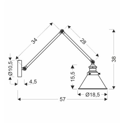 Applique FUNDO 1xE27/40W/230V nero/oro