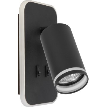 Applique LED da parete PIPE 1xGU10/10W/230V + LED/6W nero