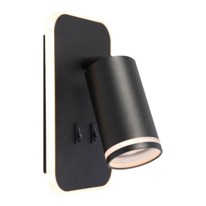 Applique LED da parete PIPE 1xGU10/10W/230V + LED/6W nero