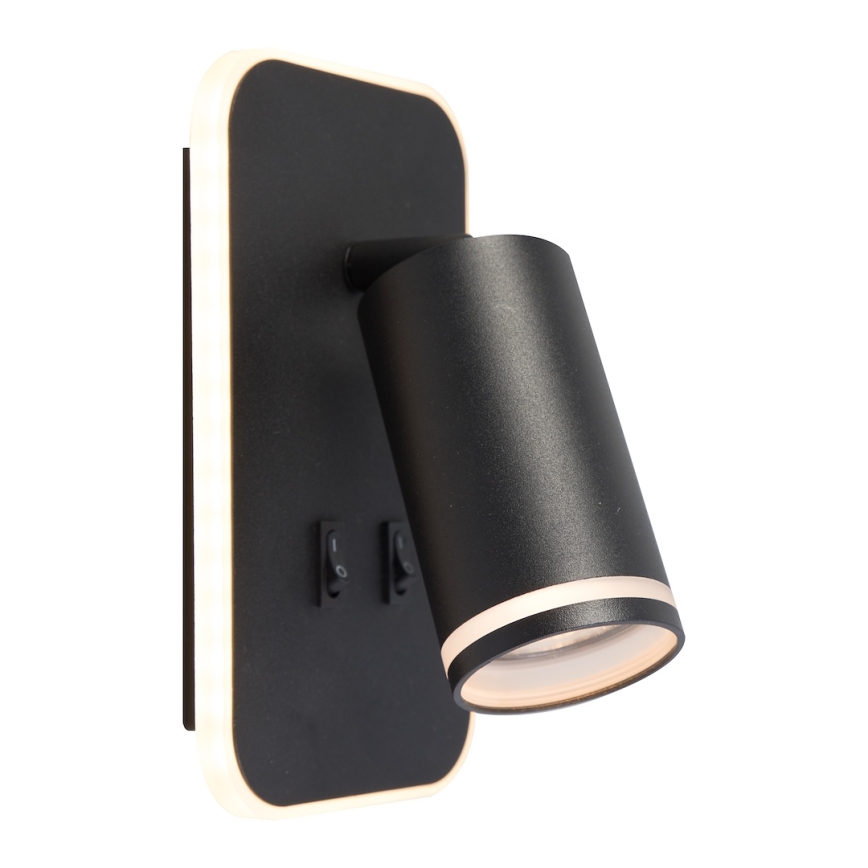 Applique LED da parete PIPE 1xGU10/10W/230V + LED/6W nero