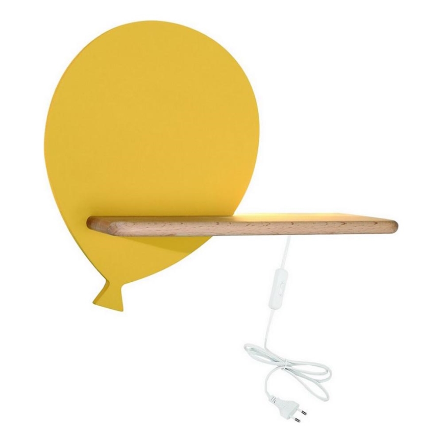 Applique LED per bambini con mensola BALLOON LED/4W/230V giallo/legno